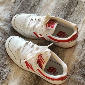 New Balance 480 White and Red Athletic Shoes